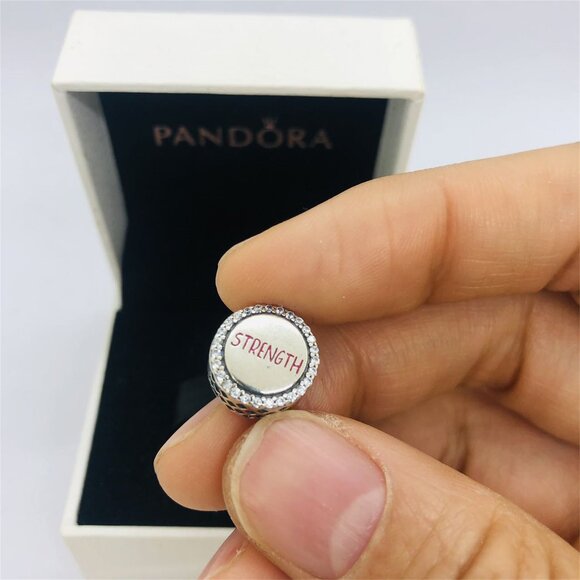 ✨🔥Pandora Breast Cancer Ribbon of Strength Dangle Charm Hope Bead Pendant - Picture 3 of 6